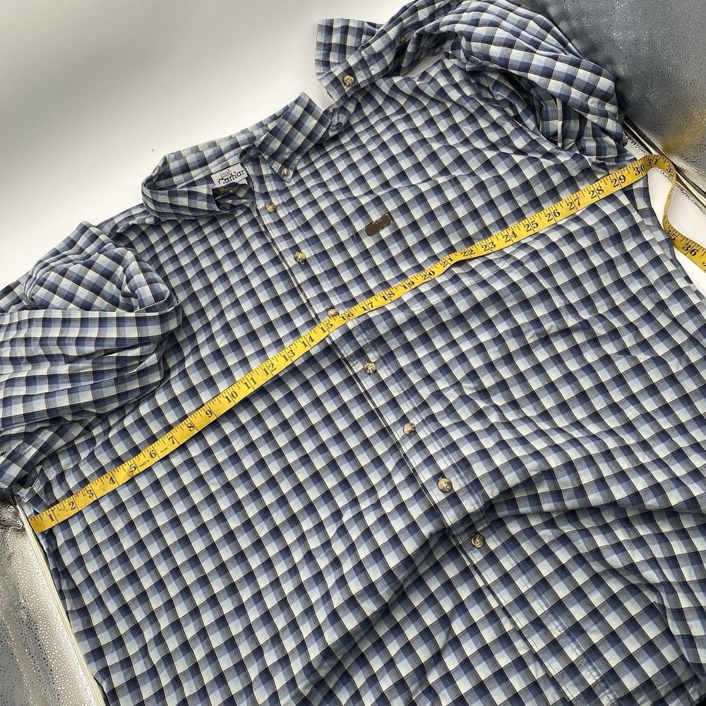 Carhartt Men 3XL Tall Blue Plaid Long Sleeve Relaxed Fit Button Down Shirt - Picture 6 of 10